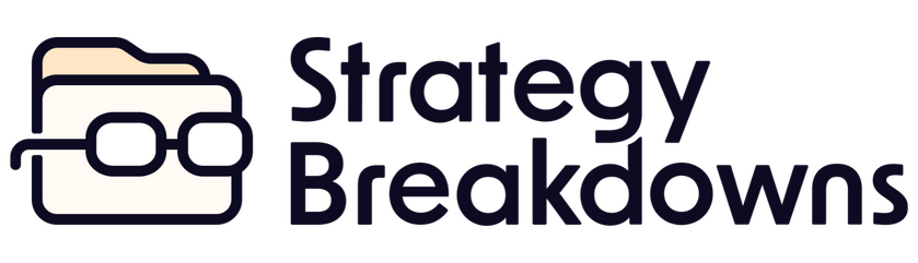 Strategy Breakdowns logo blue folder with target sign